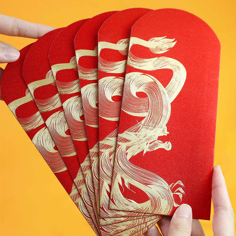 6Pcs Chinese Red Envelope Year of the Dragon Lucky Money Envelopes 2024 Chinese New Year Dragon Year Envelope