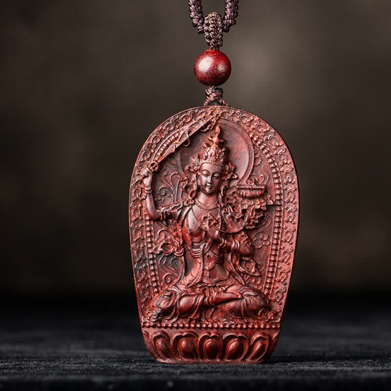 Chinese Zodiac Natal mystic zen Small Leaf Red Sandalwood Lotus Protection Necklace Pendant