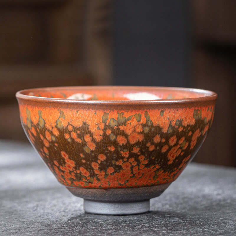 Blooming Flowers Pattern Chinese Jianzhan Kiln Change Ceramic Teacup Kung Fu Tea Cup Bowl