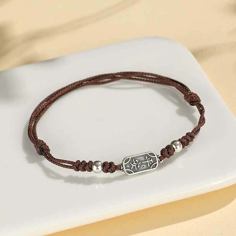 Handmade 925 Sterling Silver Peace And Joy Safe Well Protection Braided Bracelet