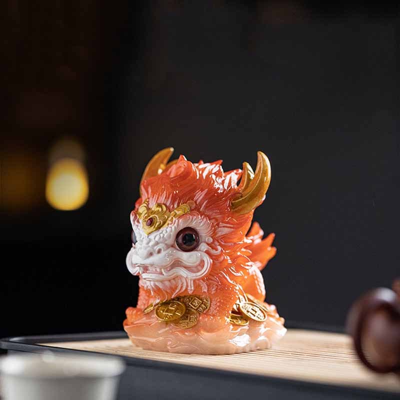 Color Changing Small Kirin Resin Tea Pet Home Figurine Decoration