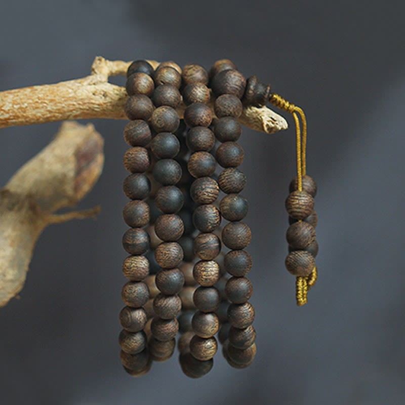 7mm 108 Mala Beads Nha Trang Qinan Agarwood Peace Strength Bracelet