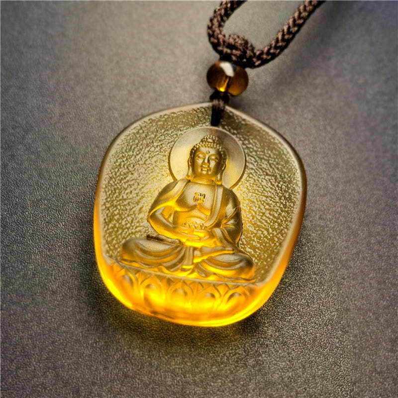 Chinese Zodiac Natal mystic zen Blessing Liuli Crystal Compassion Necklace Pendant