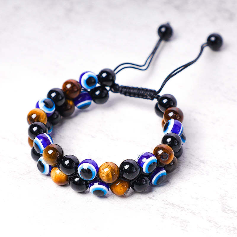 Evil Eye Hematite Tiger Eye Protection Beaded Bracelet