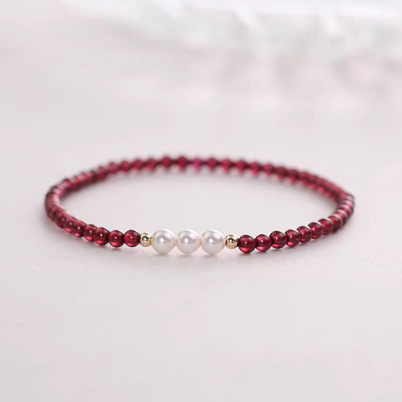 Natural Small Garnet Pearl Beads Protection Bracelet