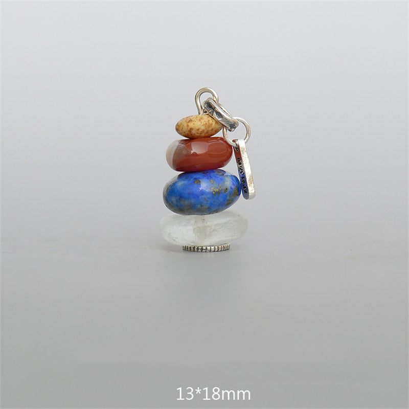 Zen Cairn Labradorite Various Crystals Calm Pendant Necklace