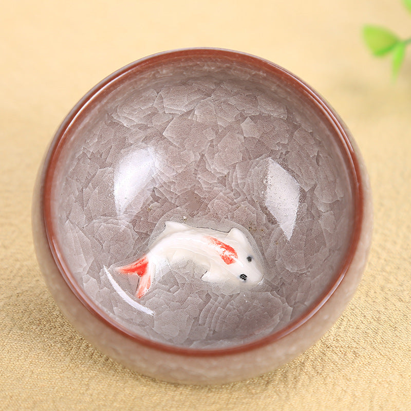 Cute Koi Fish Ceramic Teacup Kung Fu Tea Cup Bowl 45ml