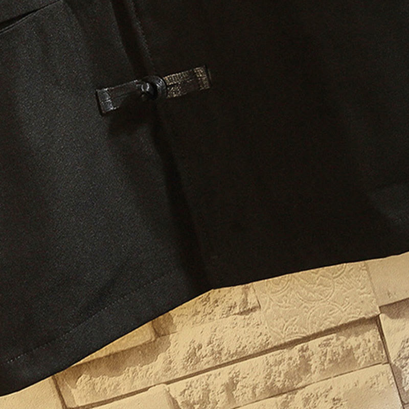 Embroider Dragon Phoenix Casual Frog-button Cotton Men's Jacket Shirt Clothing