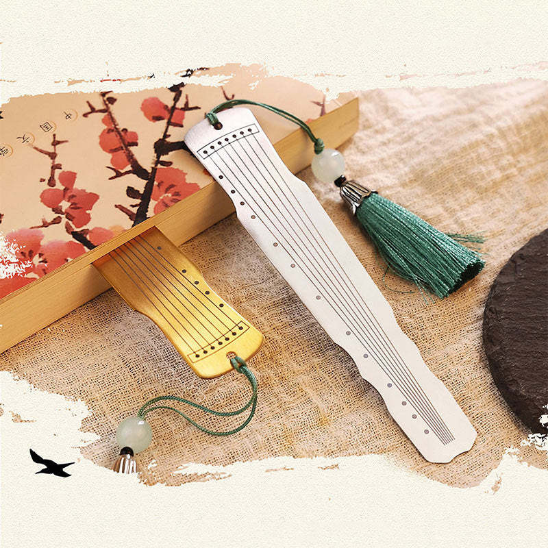 Classical Musical Instruments Pipa Guzheng Guqin Ruan Metal Bookmarks Tassel With Gift Box