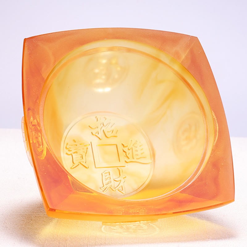 Year Of The Snake Fu Character Ingot Copper Coins Liuli Art Piece Home Decoration