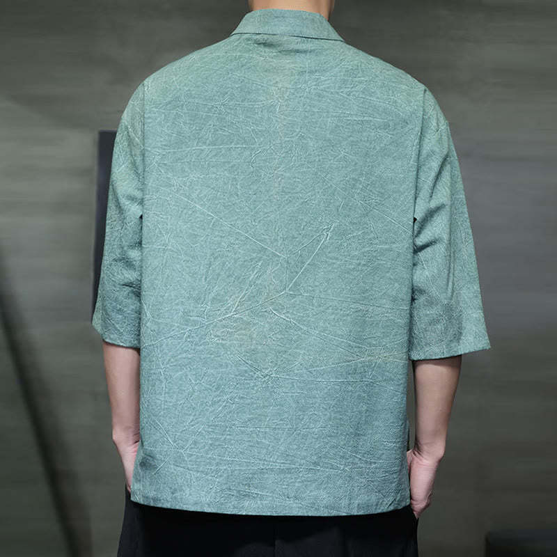 Men's Chinese Frog-Button Tang Suit Half Sleeve Cotton Linen Shirt