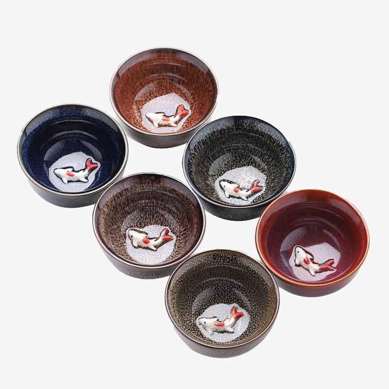 Small Koi Fish Kiln Change Chinese Jianzhan Ceramic Teacup Kung Fu Tea Cup 60ml