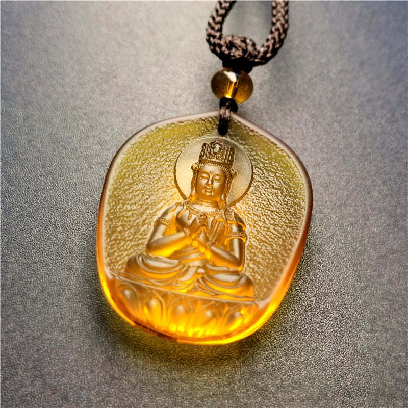 Chinese Zodiac Natal mystic zen Blessing Liuli Crystal Compassion Necklace Pendant