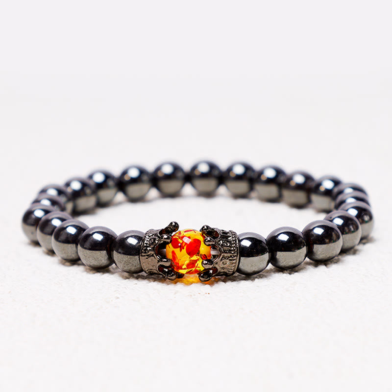 Natural Stone King&Queen Crown Healing Energy Beads Couple Bracelet