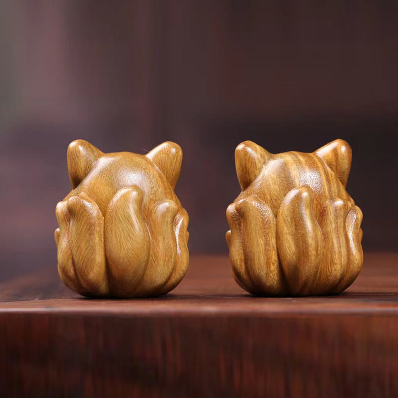 Mini Nine-Tailed Fox Ivory Fruit Sandalwood Green Sandalwood Blessing Decoration