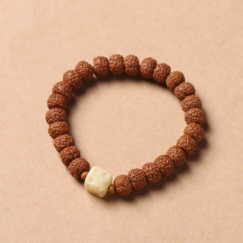 Bodhi Seed Three-eyed Dzi Bead mystic zen Hand Charm Wealth Bracelet