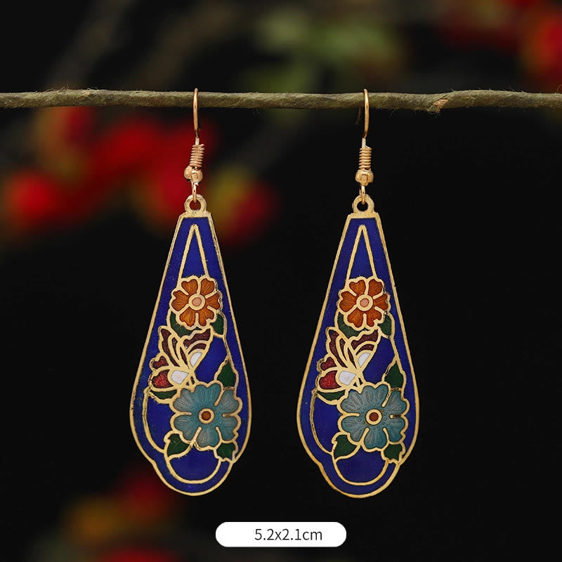 Lotus Butterfly Flower Alloy Copper Enlightenment Drop Earrings