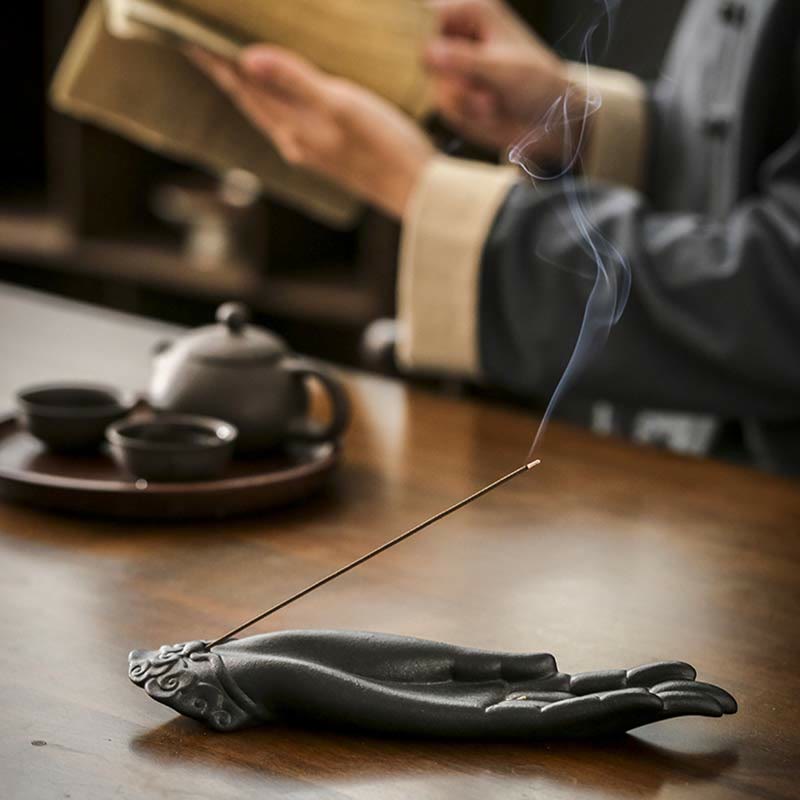 mystic zen Hand Ceramic Auspicious Clouds Blessing Incense Burner