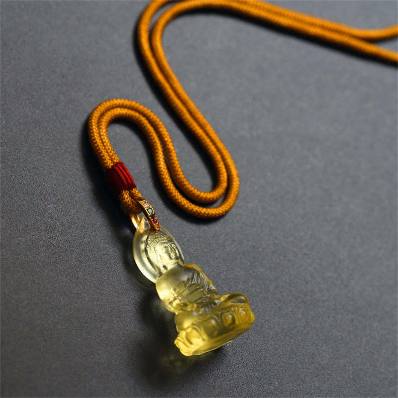 Blue Tathagata mystic zen Medicine mystic zen Liuli Crystal Serenity Amulet Necklace Pendant