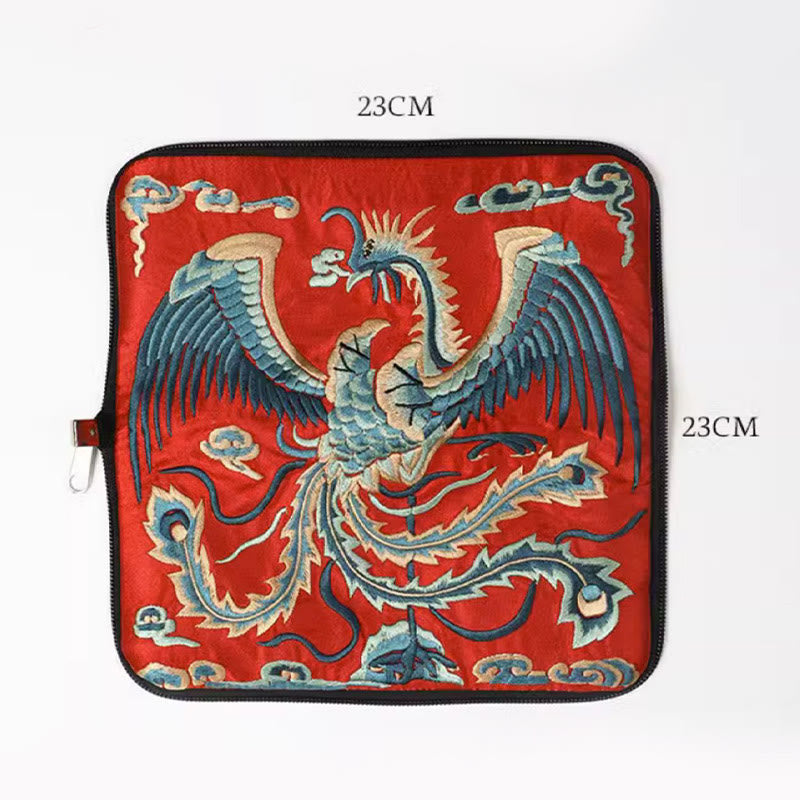 Mythical Beast Phoenix Dragon Qilin Su Embroidery Ticket Folder Storage Journey Shopping Purse Handbag