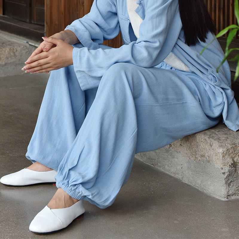Casual Plain Loose Women's Linen Pants With Pockets