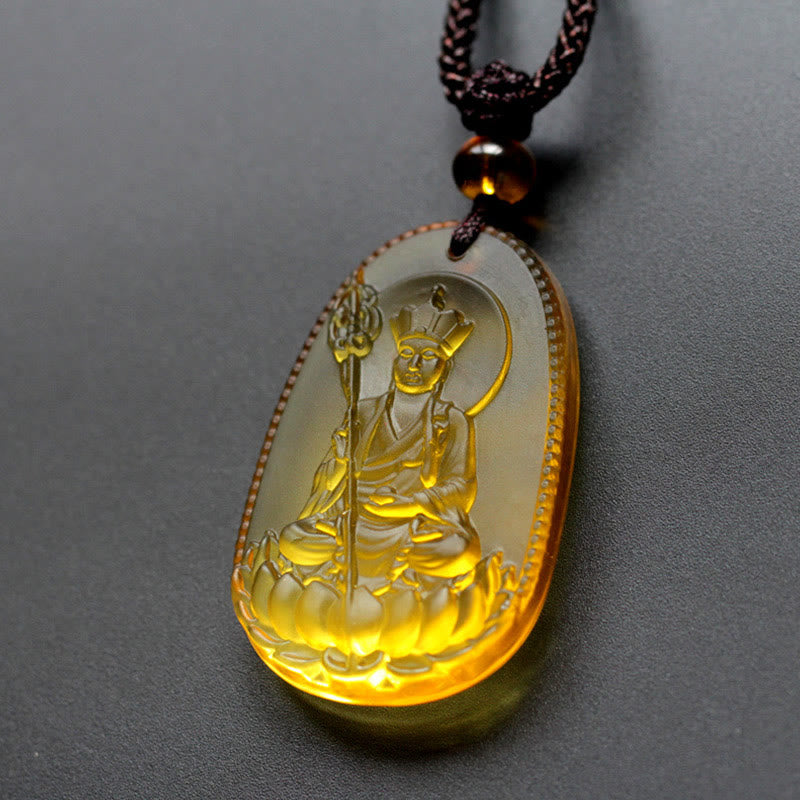 Ksitigarbha mystic zen Liuli Crystal Serenity Amulet Necklace Pendant