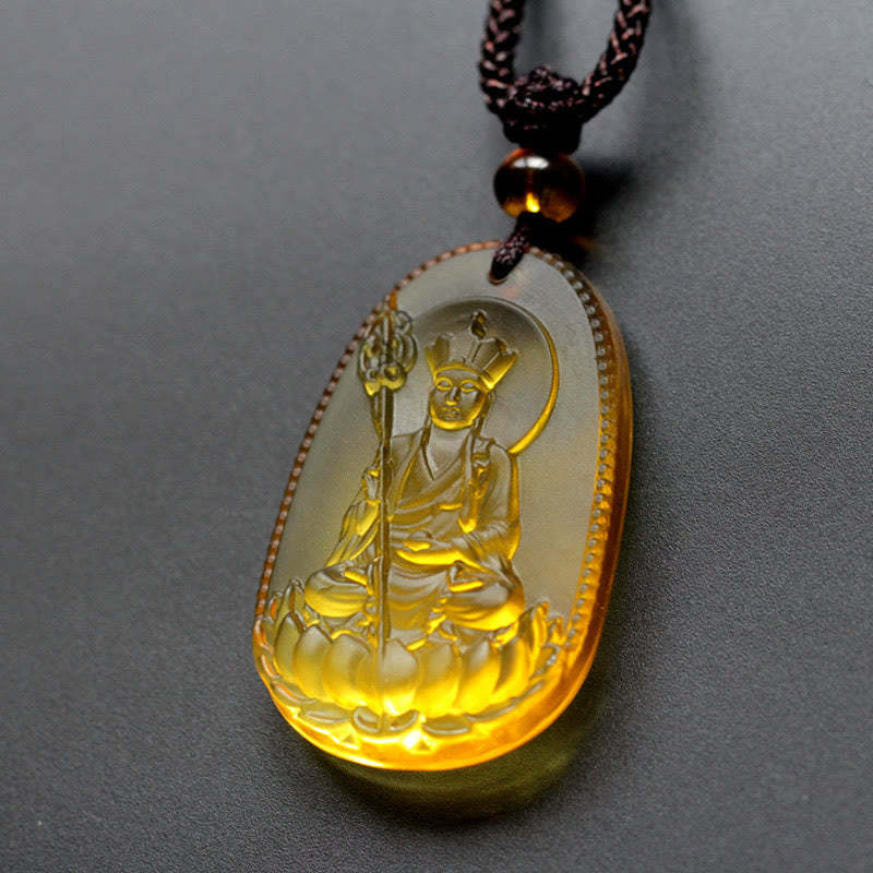 Ksitigarbha mystic zen Liuli Crystal Serenity Amulet Necklace Pendant