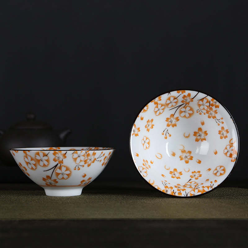 Flowers Fu Character Mountains Lotus Cherry Blossoms Ceramic Teacup Kung Fu Tea Cup