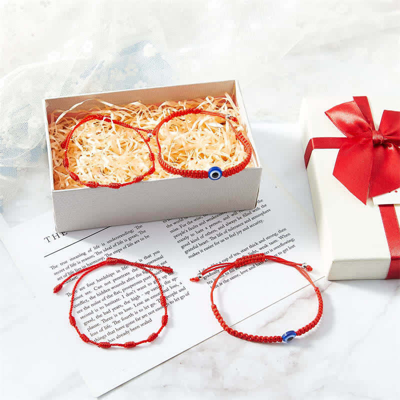 4Pcs Evil Eye Seven Knot Red String Protection Bracelet