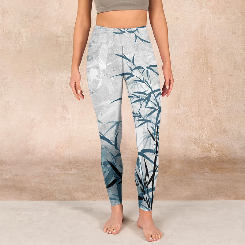 Bamboo Print Gym Leggings Women's Yoga Pants