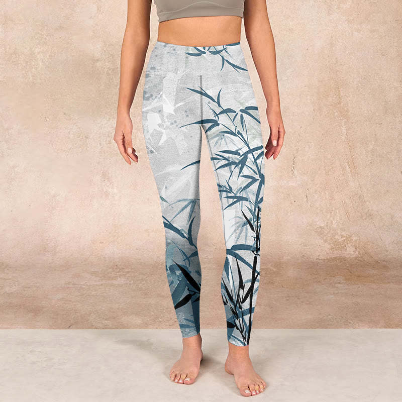 Bamboo Print Gym Leggings Women's Yoga Pants