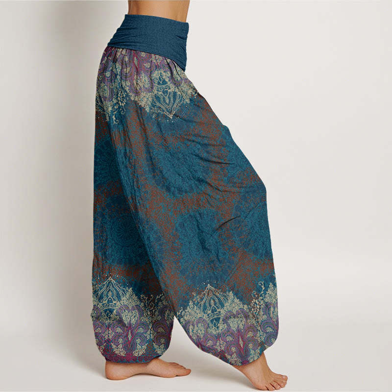 Casual Lycoris Radiata Mandala Pattern Women's Elastic Waist Harem Pants
