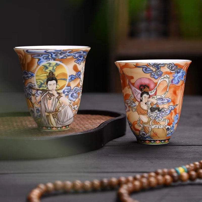 Dunhuang Color Flying Apsaras Teacup Kung Fu Tea Cup