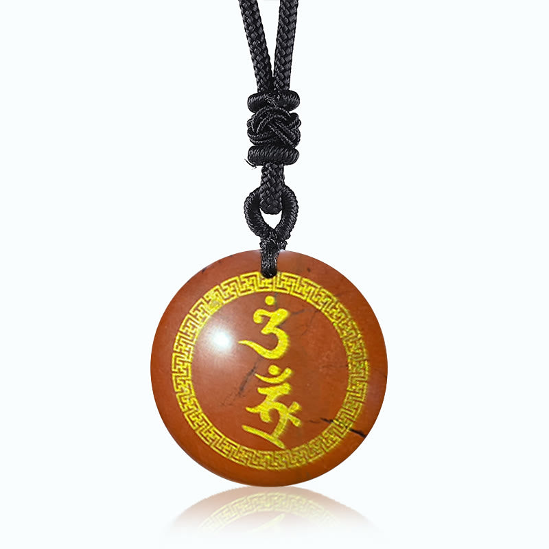 Surrounding Swastika Pattern Vajra Protection Mantra Natural Various Crystal Black Obsidian Fulfilment Necklace Pendant