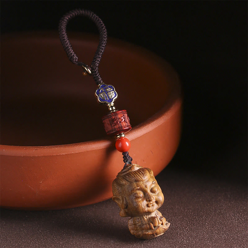 Chinese Zodiac Natal mystic zen Green Sandalwood Om Mani Padme Hum Peace Key Chain