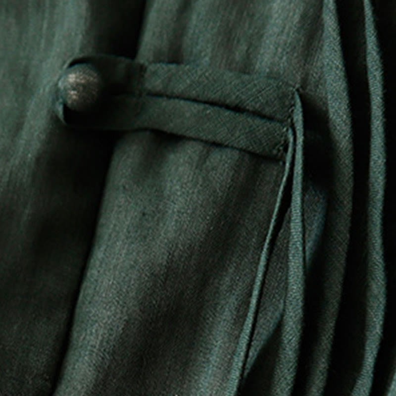 Casual Women's V-Neck Design Half Bell Sleeve Cotton Linen Cardigan Shirt
