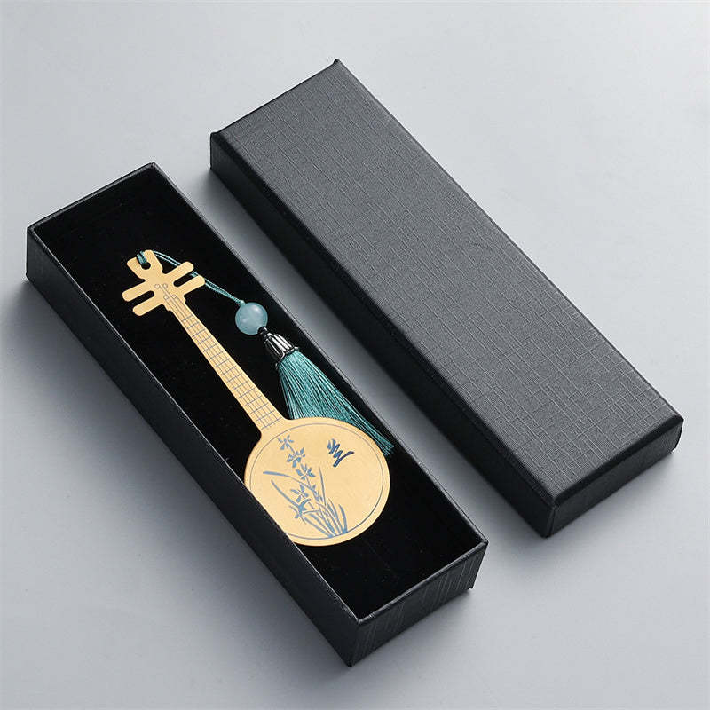 Classical Musical Instruments Pipa Guzheng Guqin Ruan Metal Bookmarks Tassel With Gift Box
