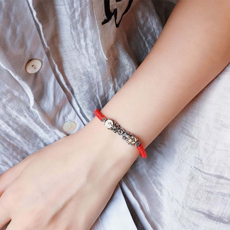 925 Sterling Silver PiXiu Prosperity String Braided Bracelet