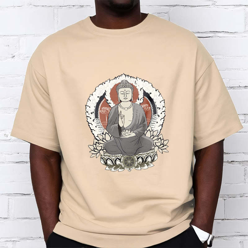 Meditating mystic zen Sitting With Lotus Pattern Tee T-shirt