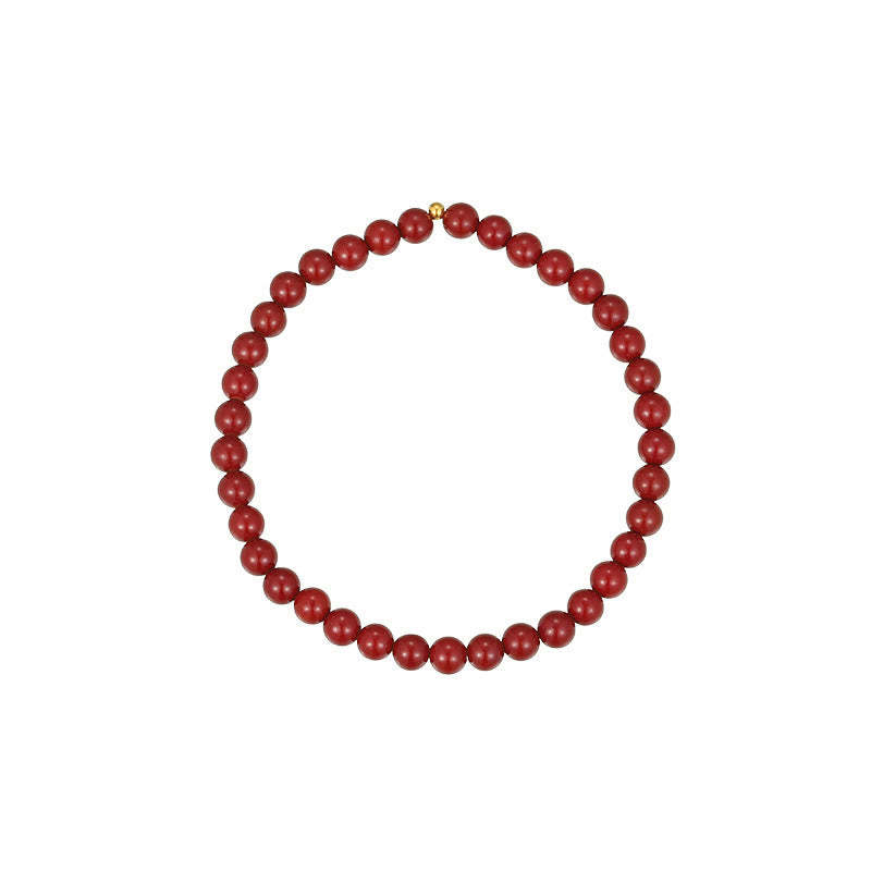 925 Sterling Silver Cinnabar Beads Blessing Anklet