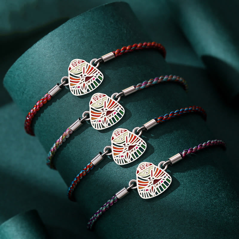 925 Sterling Silver Zongzi Pattern Luck Multicolored Handcrafted Bracelet