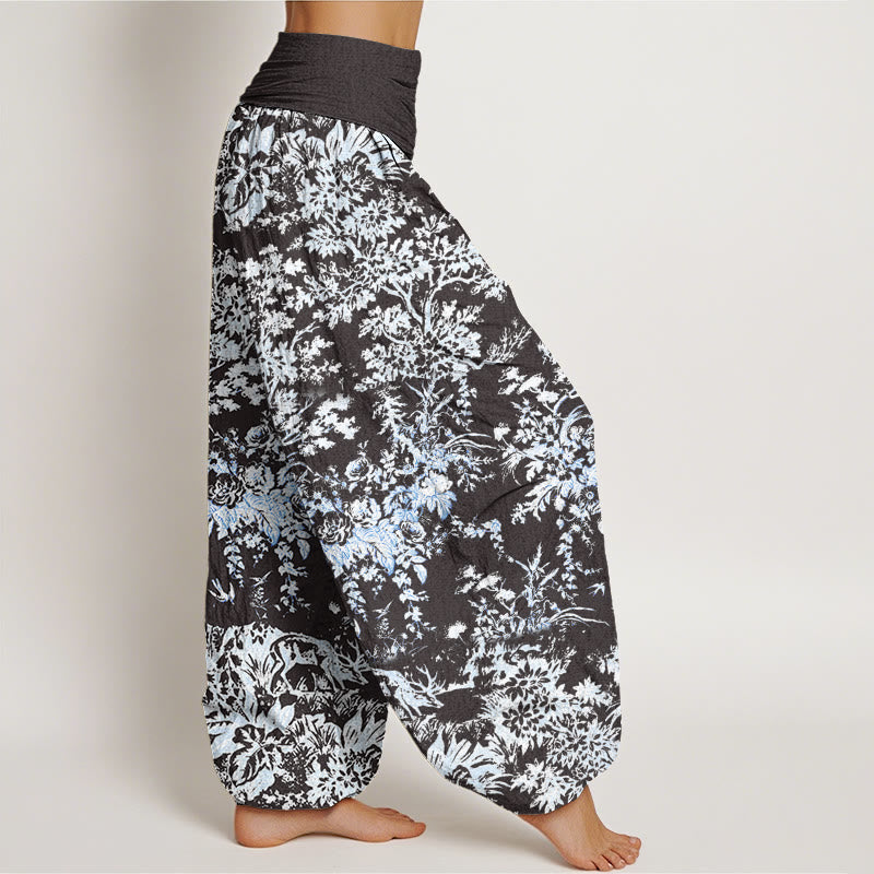 Casual Rocky Floral Pattern Women's Elastic Waist Harem Pants