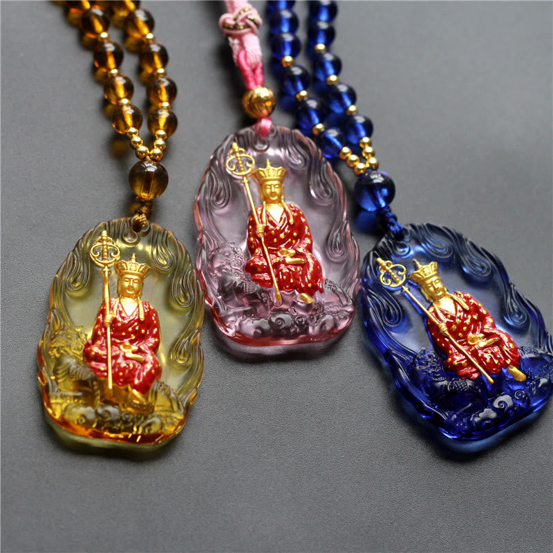 Ksitigarbha mystic zen Liuli Crystal Compassion Amulet Necklace Pendant