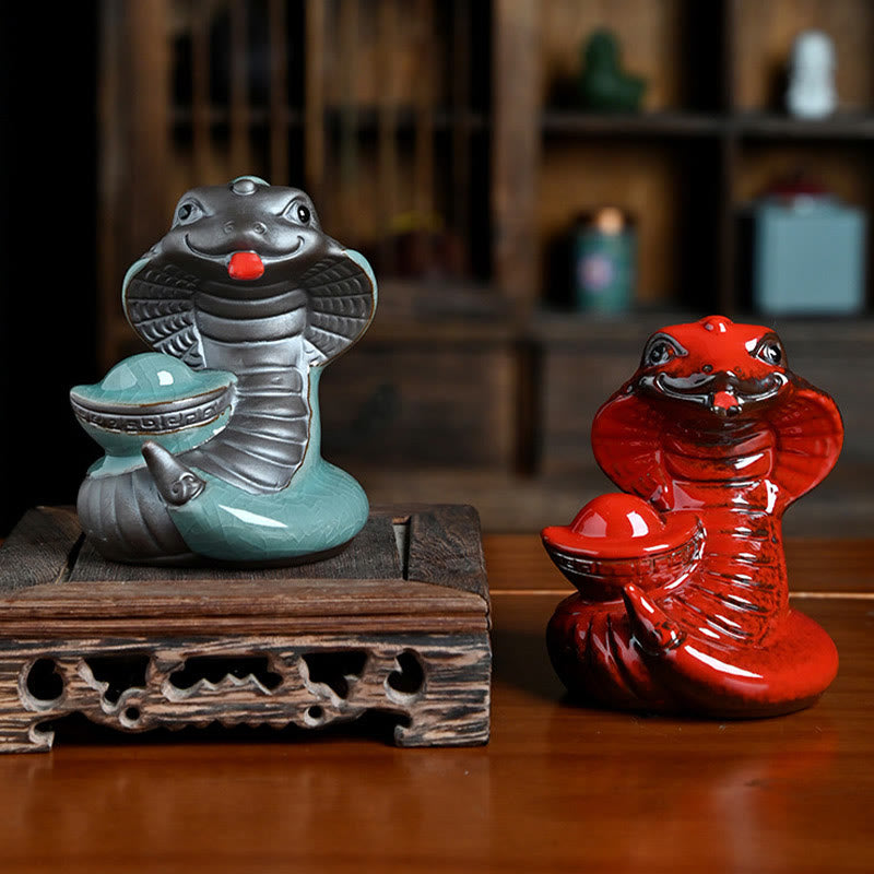 Year Of The Snake Ingot Fu Character Ceramic Home Decoration