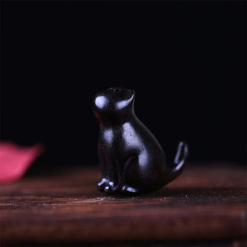 Small Leaf Red Sandalwood Ebony Wood Sandalwood Green Sandalwood Lucky Mini Cat Deer Sooth Phone Hanging Decoration