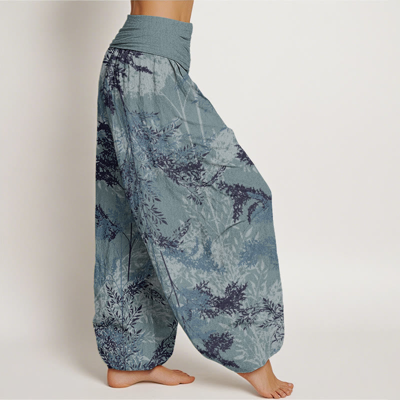 Leaves Branches Design Women's Elastic Waist Harem Pants