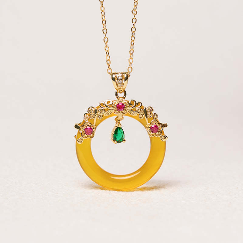Green Chalcedony Peace Buckle Design Strength Necklace Pendant