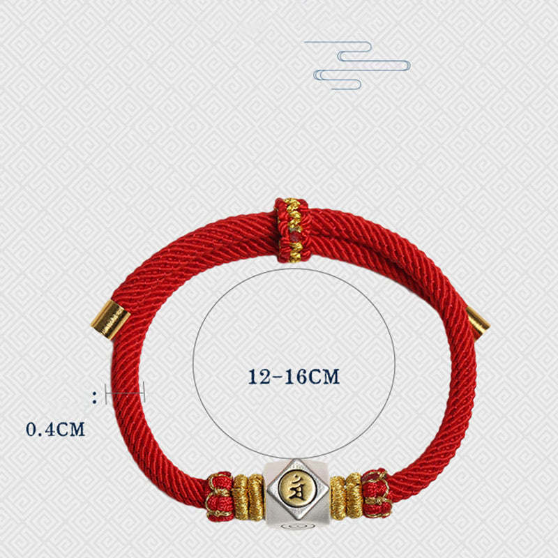 999 Sterling Silver Chinese Zodiac Natal mystic zen Red Rope Luck Strength Handcrafted Kids Bracelet