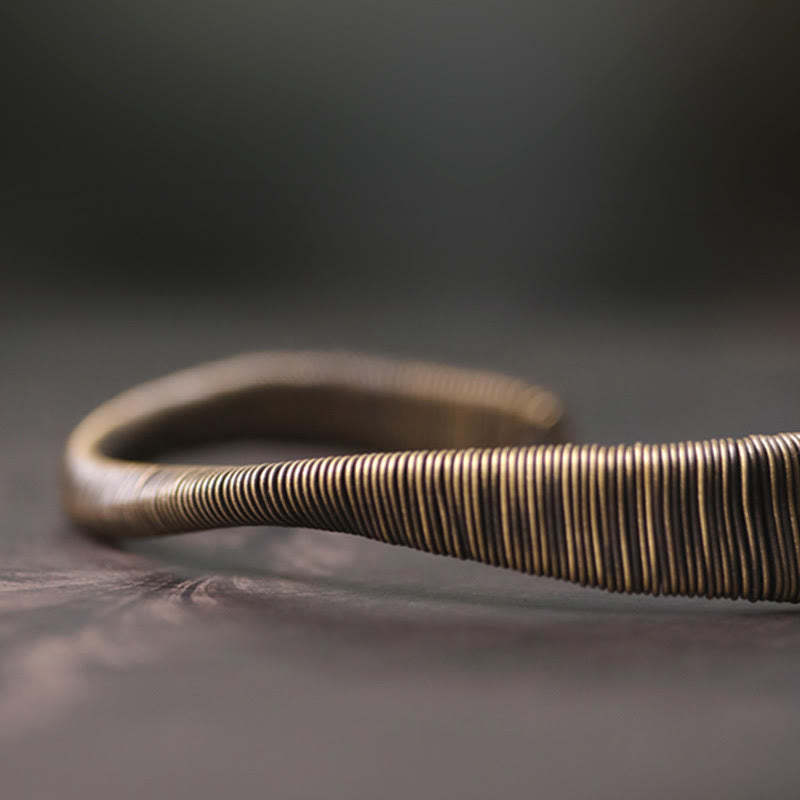 Simple Design Wrapped Copper Luck Wealth Adjustable Cuff Bracelet