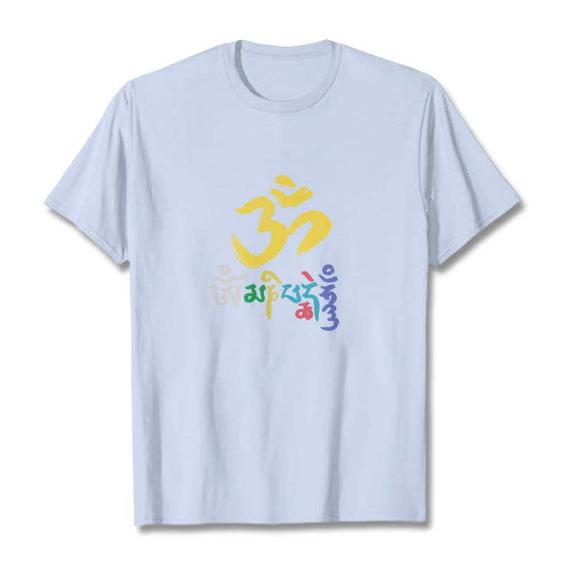 Colorful Om Mani Padme Hum Cotton Tee T-shirt